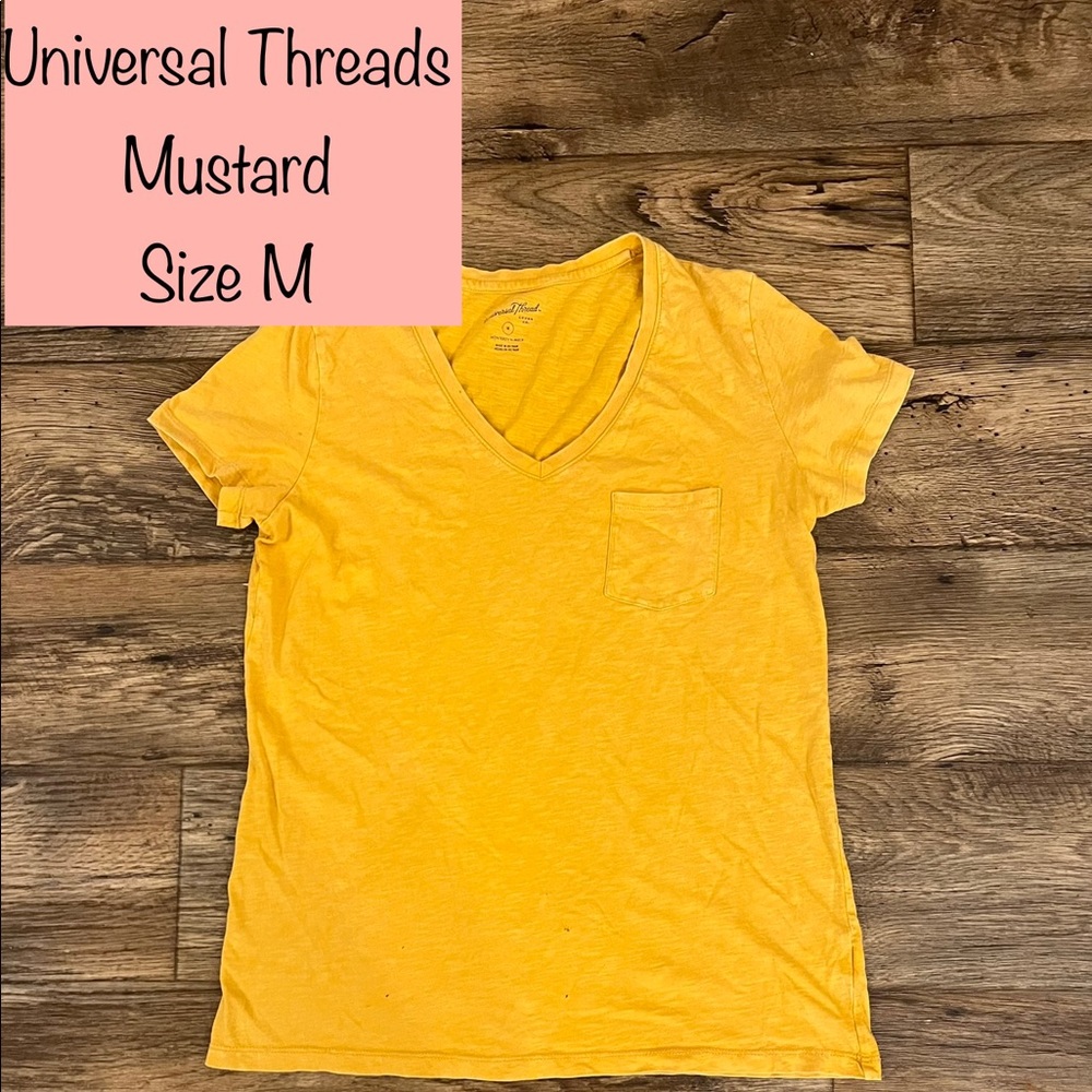 Universal Threads Mustard V-Neck Top with small Pocket